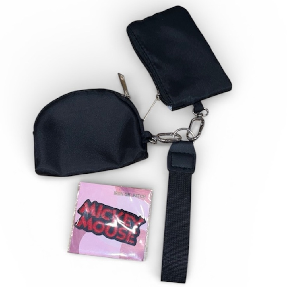Mickey Mouse patch and Black Coin Purse and Card Holder Set